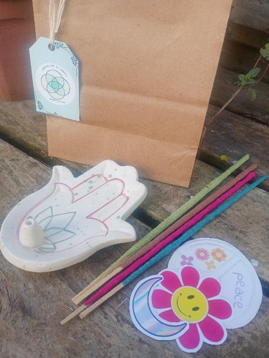 Portasahumerios de cerámica más sahumerios de regalo más stickers