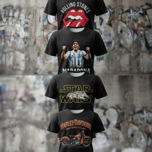 Remeras estampadas (Rolling Stones / Maradona / Star Wars / Harley-Davidson)